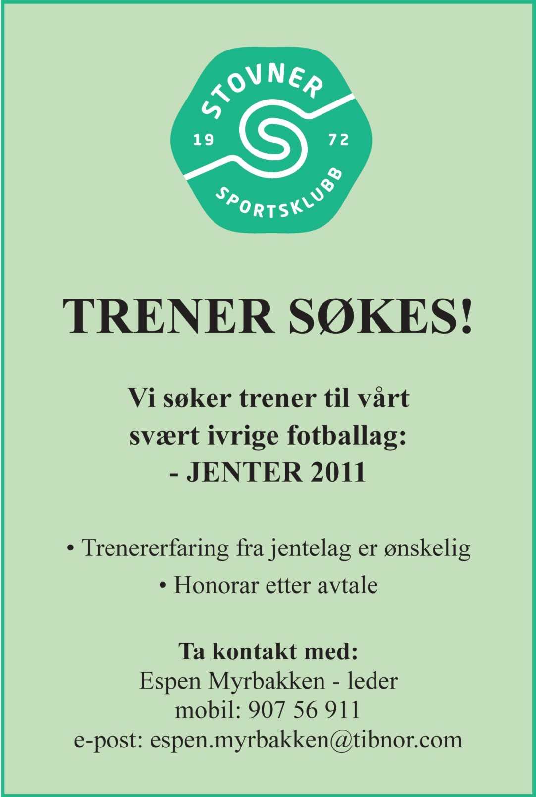 Jenter 2011 søker trener